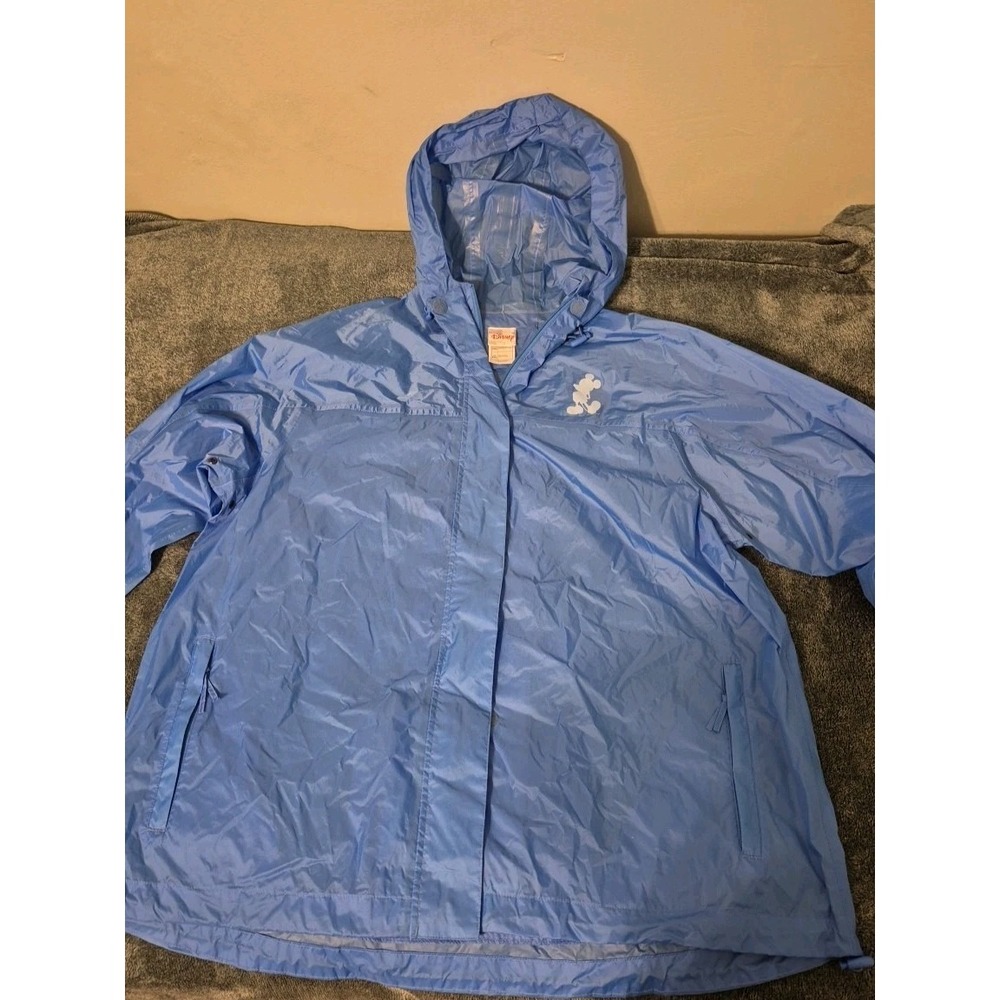 Disney Rain Jacket Raincoat Hooded Zip Mickey Mouse 1928 Women's Size XXL Blue